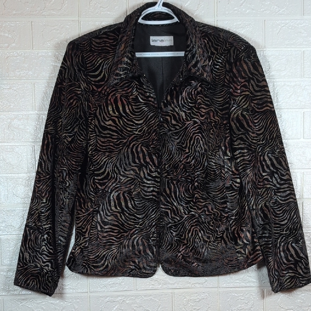 359-Women's Zebra Print Jacket - Black and Brown